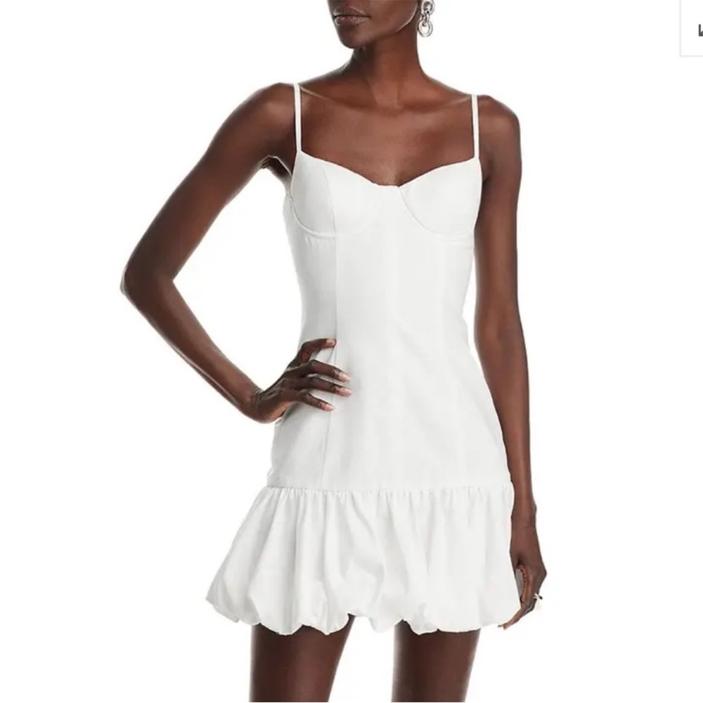 Aqua Bubble Hem White Cami Mini Dress NWT Large